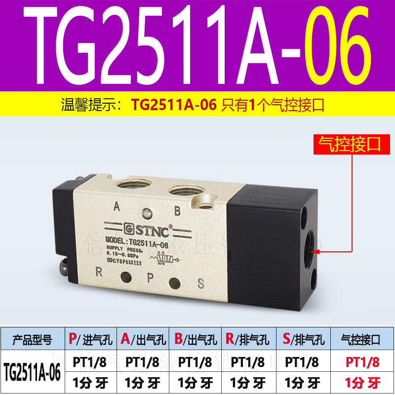 蕴璞定制stnc气动tg2521a-08二位五通气控阀tg2522a-08/2531a-10/254