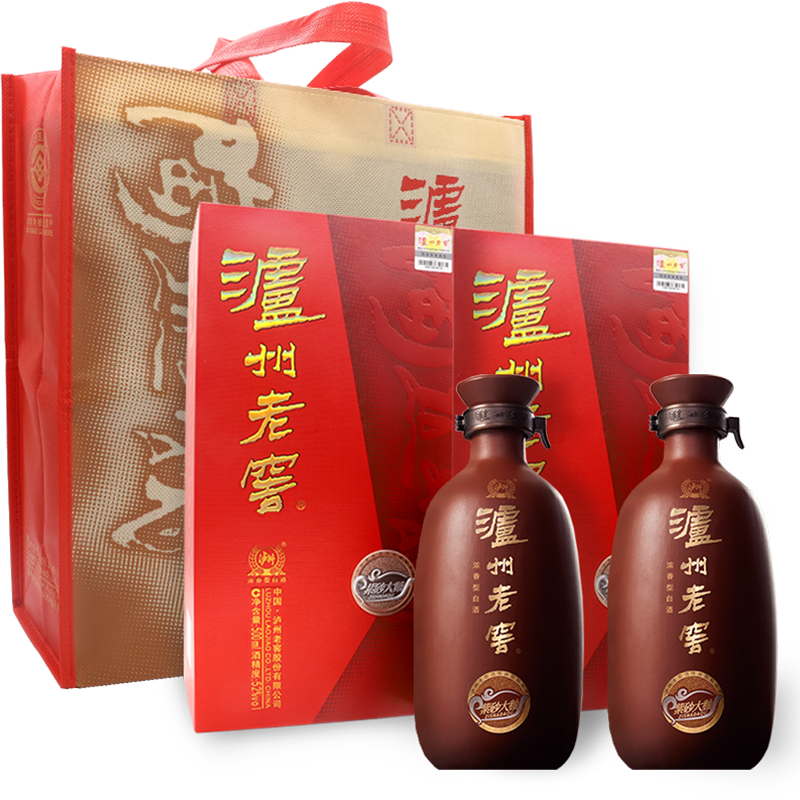 泸州老窖 紫砂大曲 浓香型白酒 大曲酒礼盒装 商务宴请 紫砂红陶 52度 500mL 2瓶 双瓶装