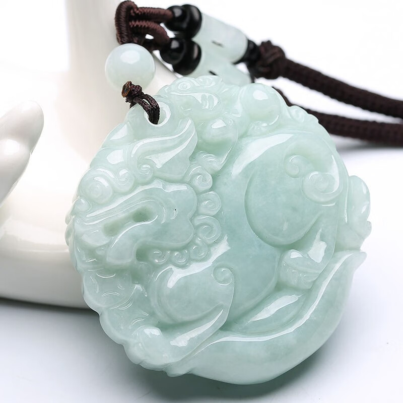 暗杠翡翠吊坠男士玉石吊坠项链双面貔貅玉佩玉皮休挂坠 玉皮休挂坠