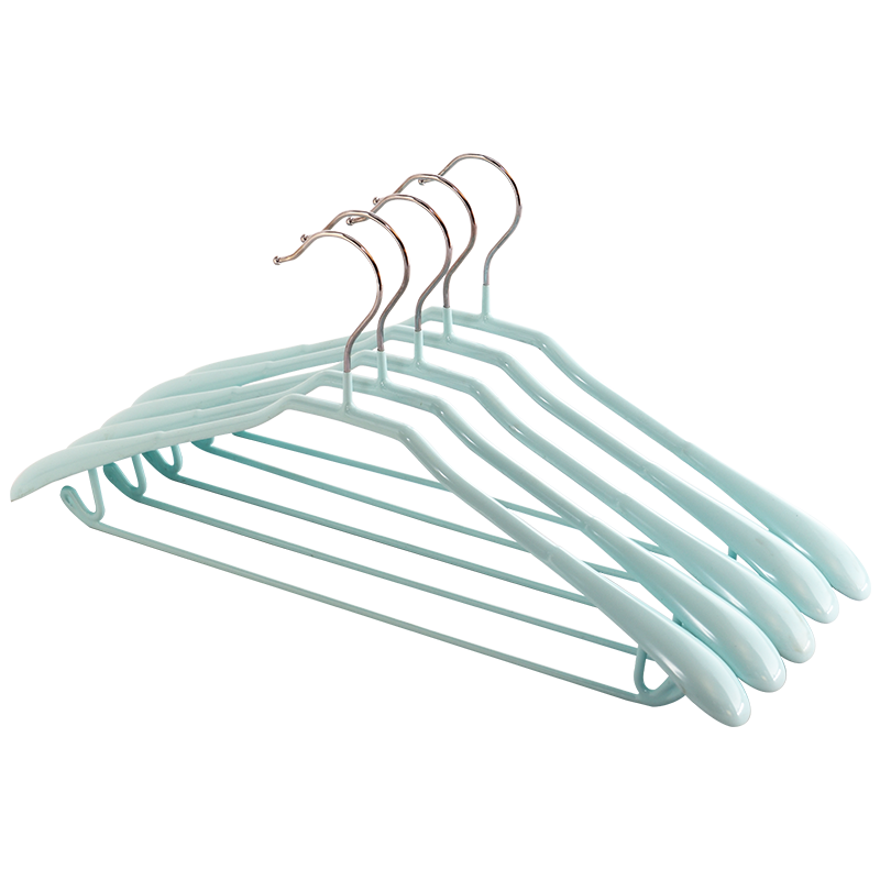 艺柳园 晾衣撑衣撑衣架浸塑衣撑晾衣架衣服撑防水防腐挂衣架无痕宽肩衣架 【轻奢10支】宽肩蓝色