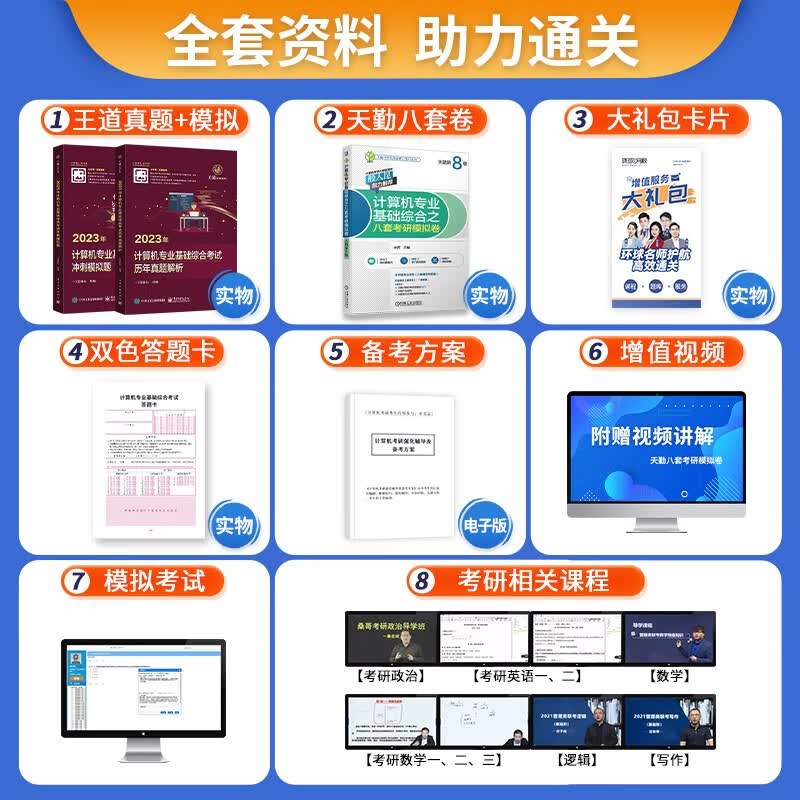 备考2024王道天勤408计算机考研历年真题解析+冲刺模拟题+8套模拟卷考前刷题3本套详情图