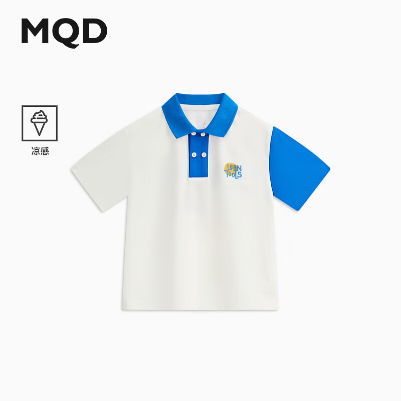马骑顿（MQD）【凉感】MQD男童夏季POLO儿童多色T恤韩版宽松休闲潮酷百搭短袖 米白 140