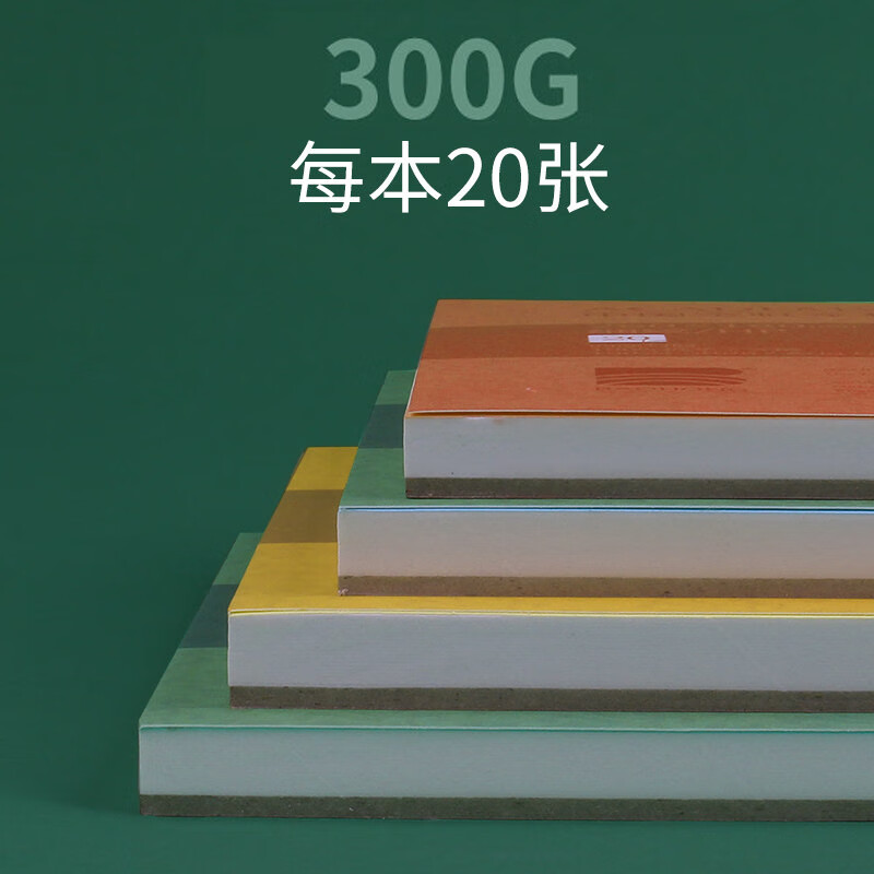 宝虹水彩本学院级棉浆四面封胶水彩纸300g随身旅行水彩写生速写本专业手绘画画本 8k中粗纹300g 38X26cm