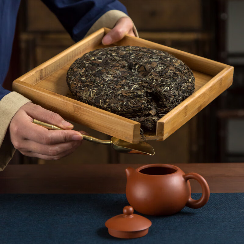 陋室忞家用中式竹制普洱收纳分茶盒创意功夫茶具配件茶饼架抽屉柜 大号分茶盒
