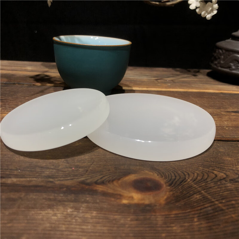 6cm8cm10cm天然玉石圆托盘杯垫杯托茶垫文艺小清新雅致生活白玉盘