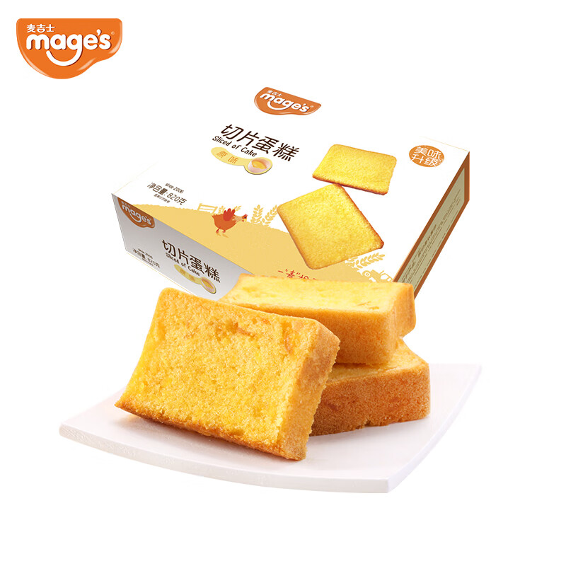 麦吉士切片蛋糕面包片早餐糕点点心礼盒原味820g盒