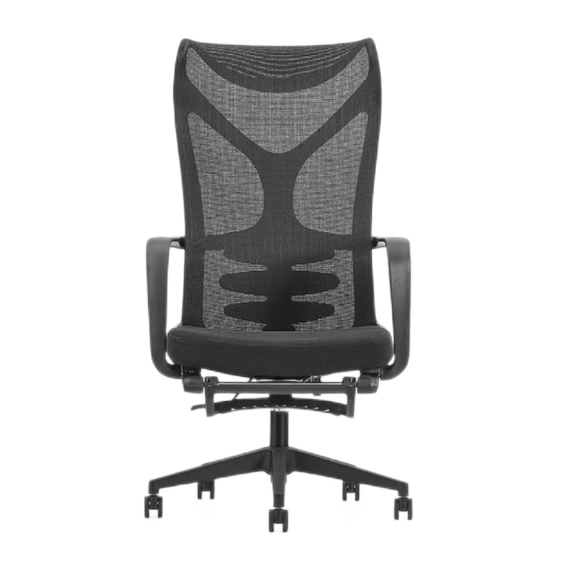 迪南椅子电脑人体工程学椅办公室职员可躺升降网椅全黑色吴昊员工椅 黑色尼龙脚B款