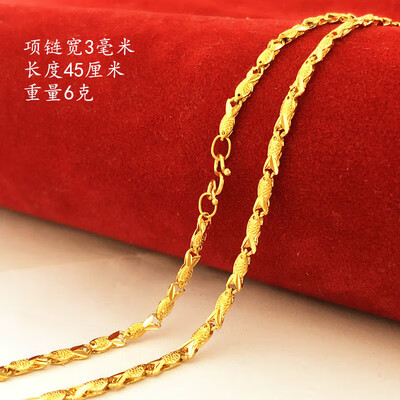 流行四叶草小鱼短女锁骨链镀越南沙金假金倒模项链久不掉色 款式6