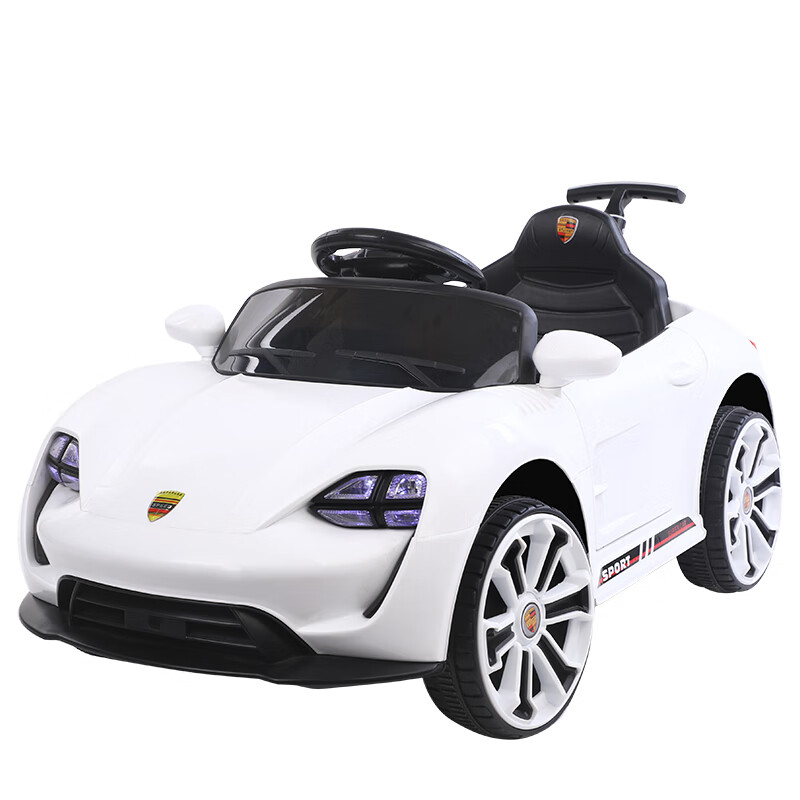 凤梨两岁宝宝玩具女孩车子儿童小车四轮电动汽车1-3岁可坐人婴幼电动 白色+双驱+遥控+推杆 《两个电瓶》