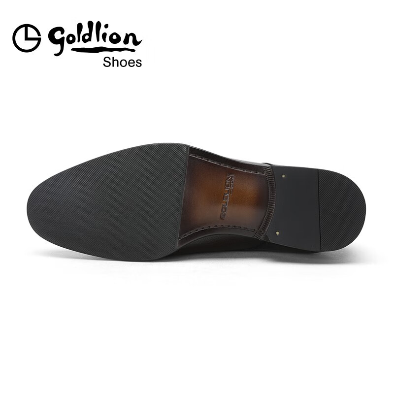 金利来男鞋皮鞋男商务正装鞋德比鞋布洛克雕花正装皮鞋男柔软舒适男士皮鞋 深咖 38