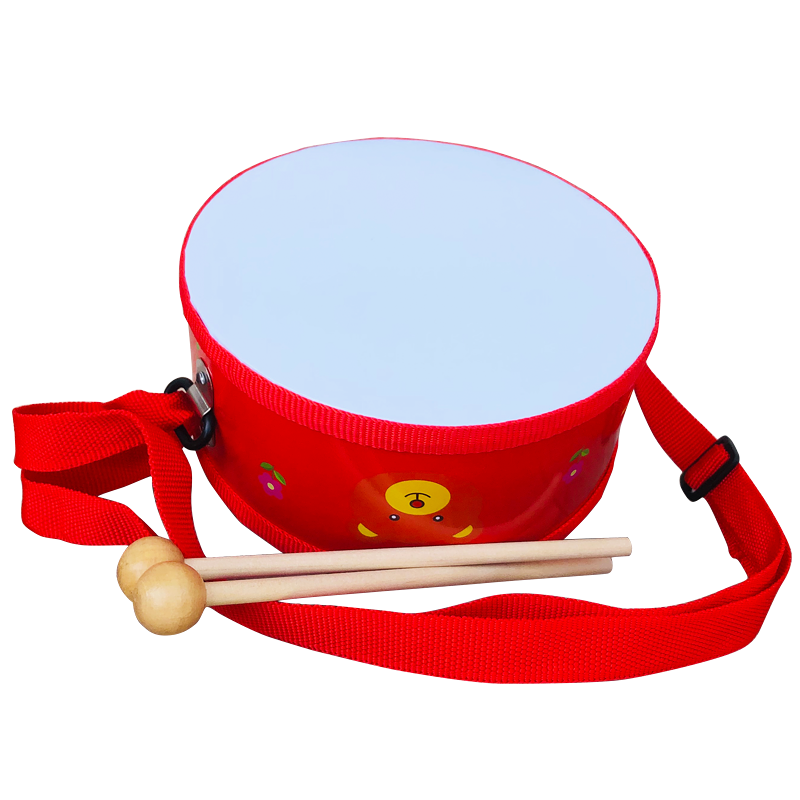 orff儿童玩具鼓男女宝宝音乐玩具卡通小腰鼓敲不破的玩具手敲鼓配鼓棒