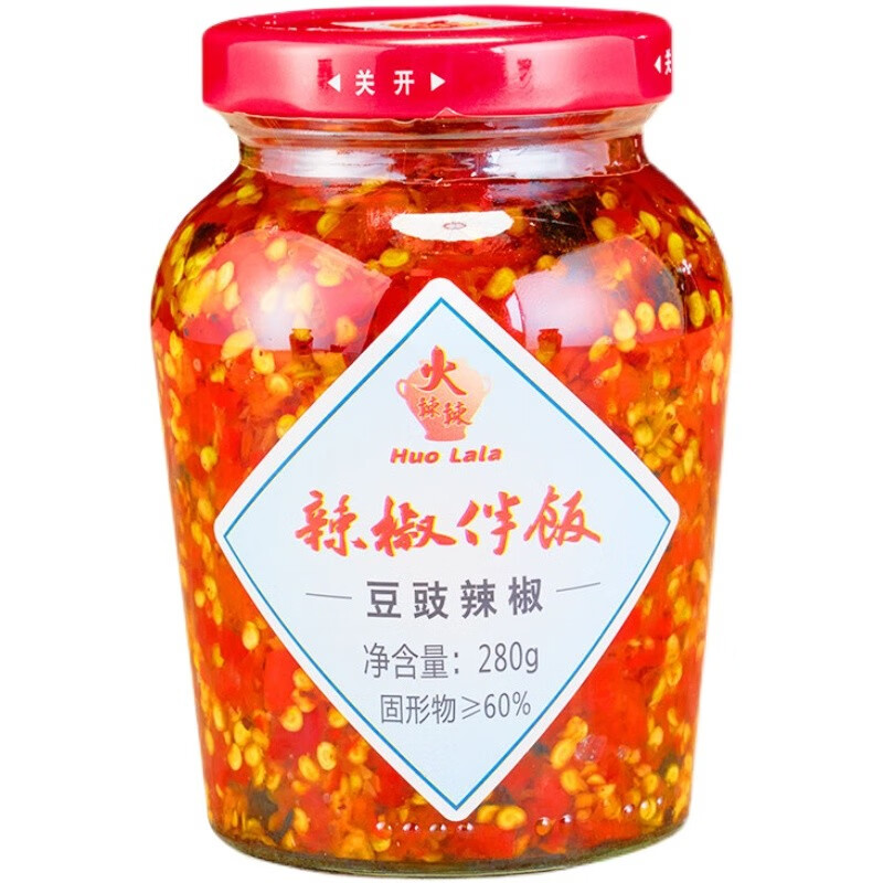 火辣辣(huolala) 湖南辣酱辣椒拌饭豆豉辣椒蒜蓉 豆豉辣椒1瓶