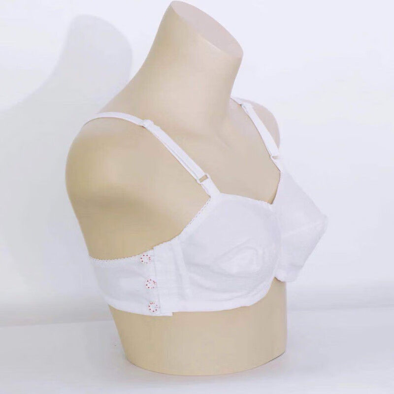mgsuv  老式布文胸无钢圈薄全棉布布胸罩前扣大码中老年人布 白色边扣