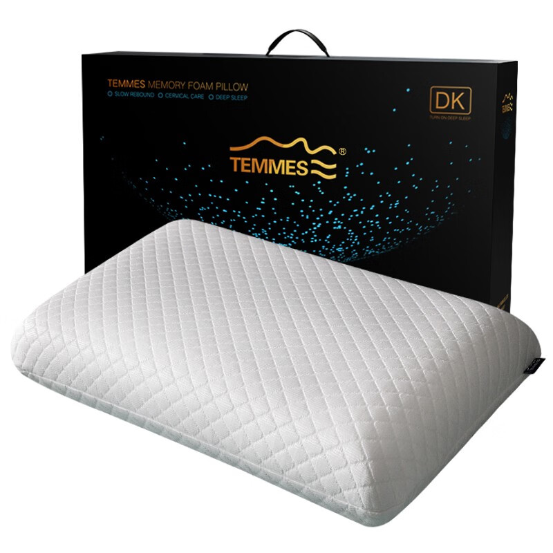 TEMMES 丹麦泰梅斯 记忆棉慢回弹颈椎护颈记忆枕深睡成人枕头枕芯 高分子滑爽冰丝 单只 软弹释压芯材