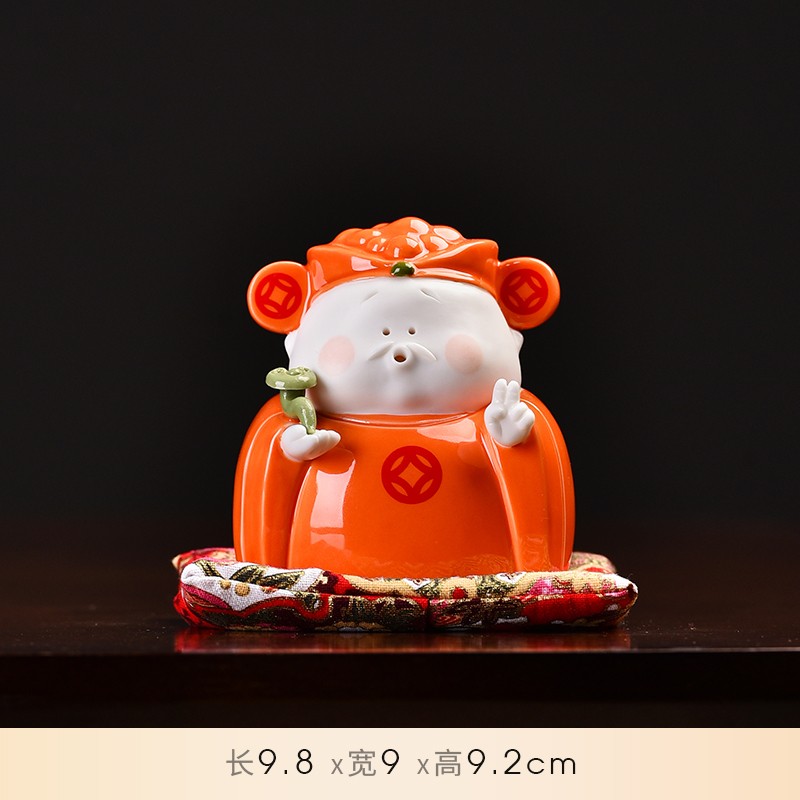 招财小财神摆件家居茶室周边桌面功夫茶道配件装饰品摆设 q版小财神