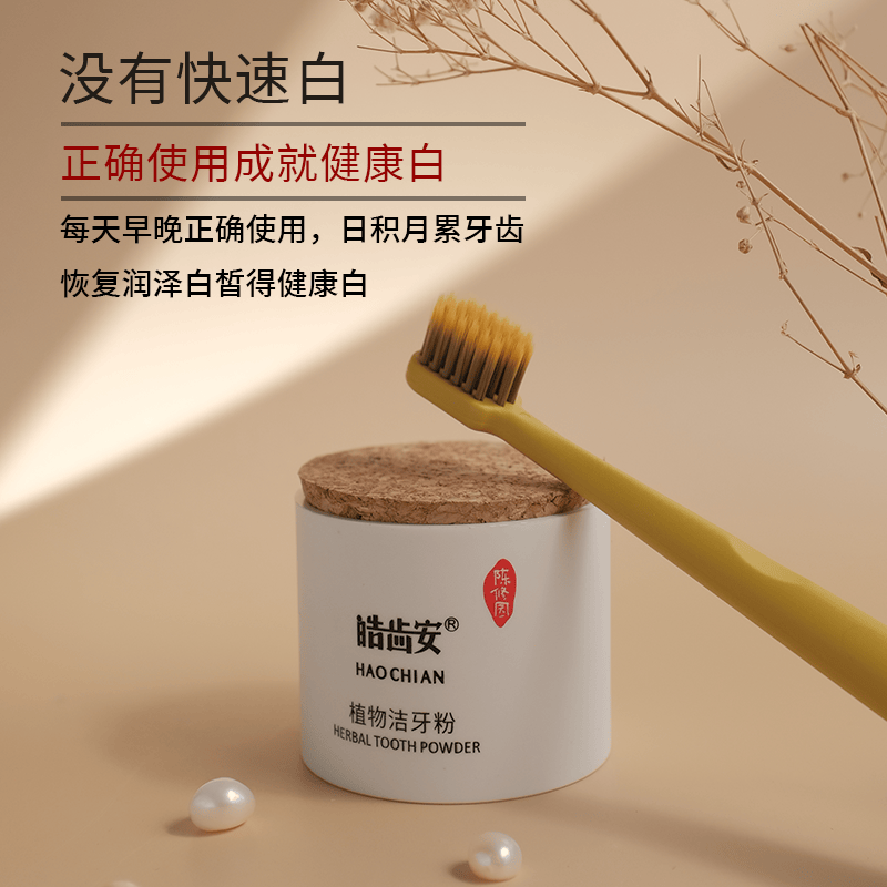 皓齿安植物洁牙粉 陈修园固齿神方 洗牙粉牙渍牙垢烟渍茶渍无化工草本 20克1盒