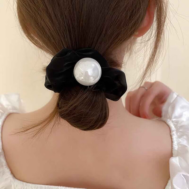 弥俏珍珠大肠圈发圈头绳女韩式简约复古扎头发皮筋发绳成人扎马尾发饰