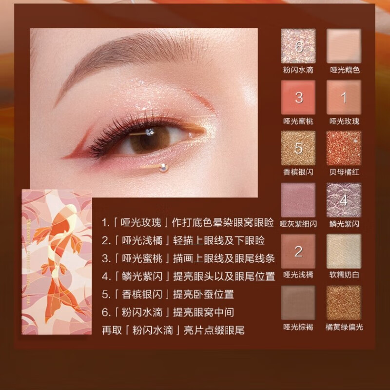 完美日记（PERFECT DIARY）探险家十二色动物眼影盘猫咪小猪百搭生日礼物送女友 锦鲤（蜜桃橘）