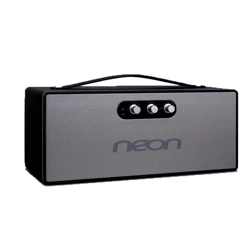 neon NE-280K音响便携式户外手提广场舞音响无线话筒K歌蓝牙播放双话筒内置锂电池家用移动音箱 真皮材质带双无线话筒