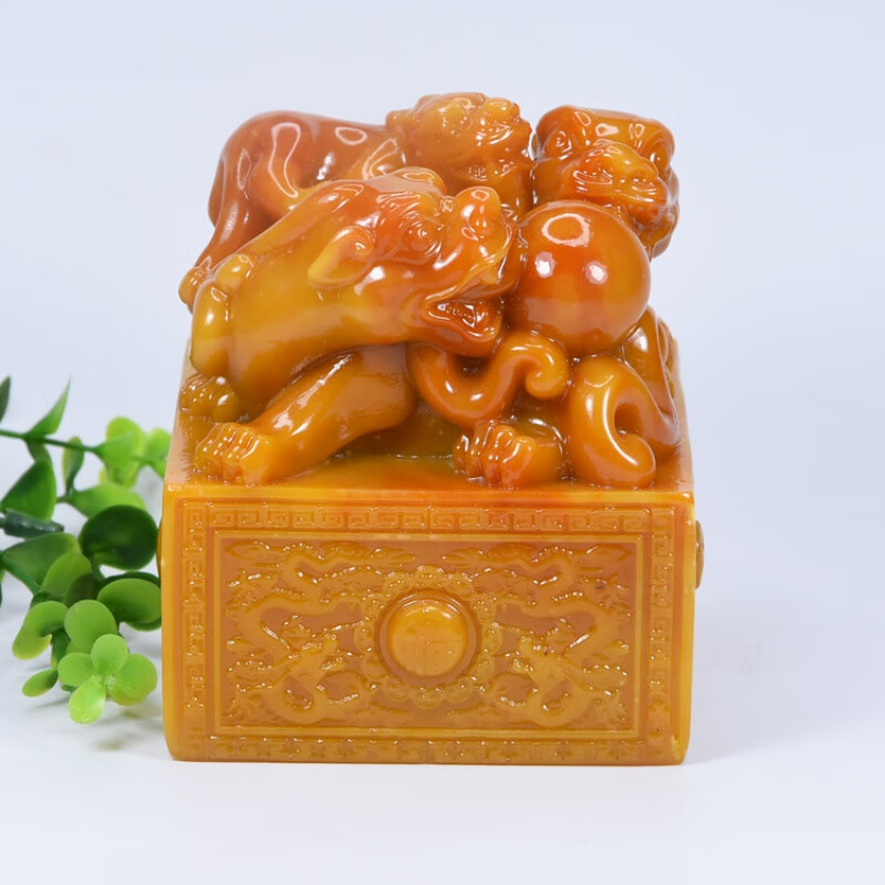 仿古传国玉玺 秦始皇传国玉玺印章摆件 貔貅乾隆仿古大印貔貅石料家用