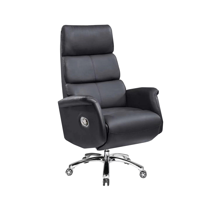 诩弈  老板椅办公椅可升降职员椅可躺总裁椅皮艺班前椅会议椅电脑椅  黑色(西皮)