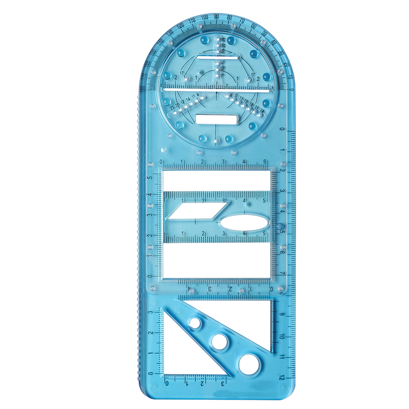 遞樂 多功能旋轉(zhuǎn)繪圖尺子 數(shù)學(xué)幾何畫圓量角器三角直尺平行尺學(xué)生創(chuàng)意繪圖工具文具 【小學(xué)版】2694純藍(lán)色