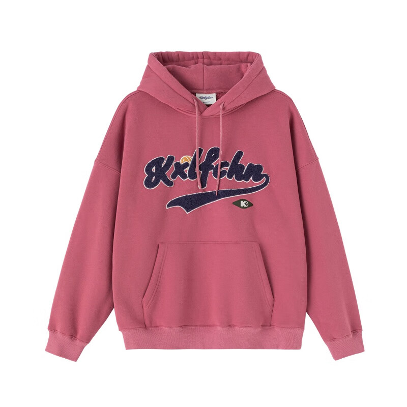 重磅毛巾绣连帽卫衣男宽松帽衫休闲潮牌上衣秋冬 脏粉色 s
