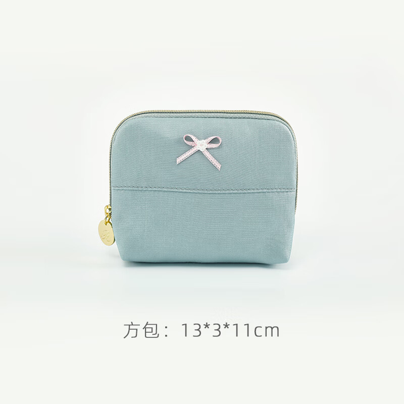 日本化妆包袋蚕丝纯色超大容量收纳袋便携高级感旅行立方洗漱包 方包