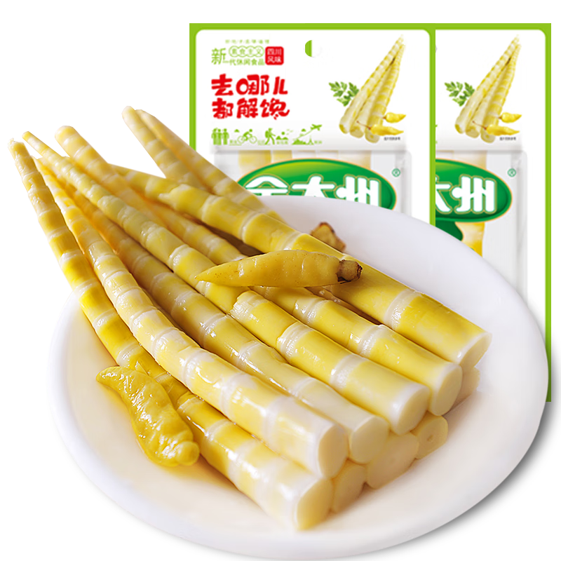 金大州解饞零食大禮包金大洲泡椒脆筍散裝速食休閑開袋即食下飯菜 泡椒筍尖88g*4袋352g