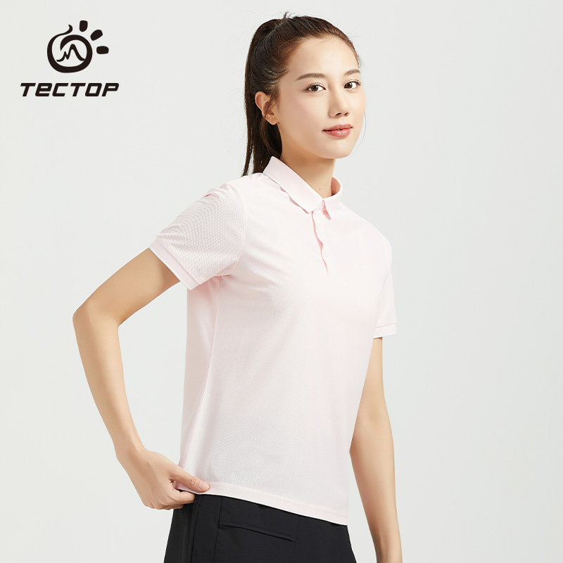 探拓（TECTOP） 速干T恤情侶春夏翻領(lǐng)POLO衫短袖透氣彈力速干衣運(yùn)動(dòng)上衣團(tuán)購(gòu)定制 DAJB623006淺粉色-女 2XL