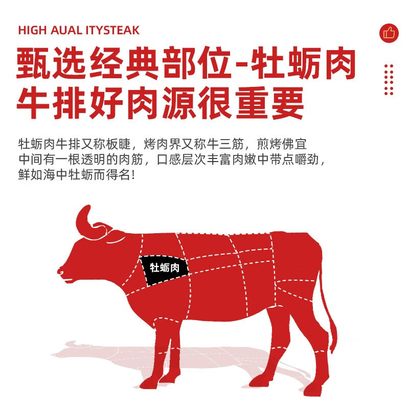 西捷 澳洲谷饲厚切板腱牛排原切牡蛎肉牛扒进口雪花鲜牛肉生鲜1200g