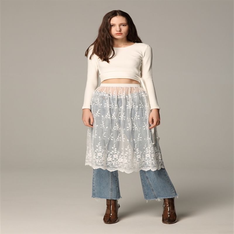 泰载裙子夏女新款透视外搭透明薄网纱半身裙单层一层纱裙外穿罩裙 68