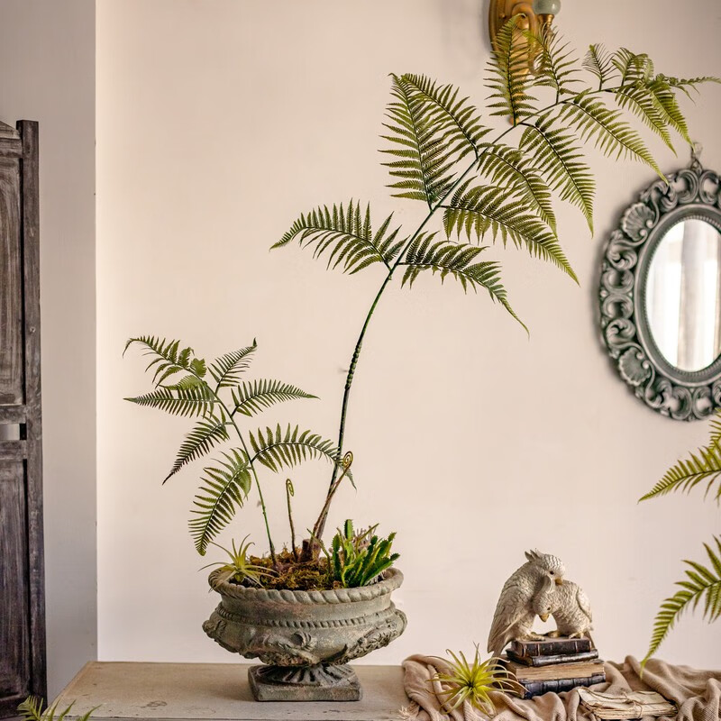 小号仿真金丝猴厥植物盆景(150c