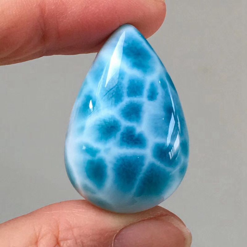 俊辰珠宝 天然原矿海纹石散珠单珠吊坠 蓝色水晶珠子吊坠项链