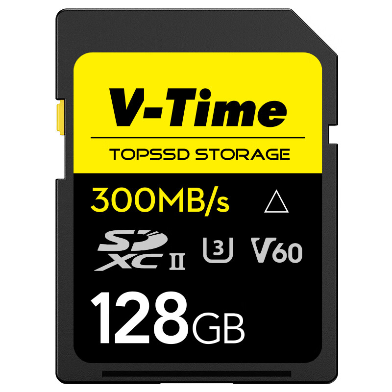 天硕V-Time 威泰 300MB/s SDXC UHS-Ⅱ 高速存储卡 V60SD卡 相机内存卡 128GB