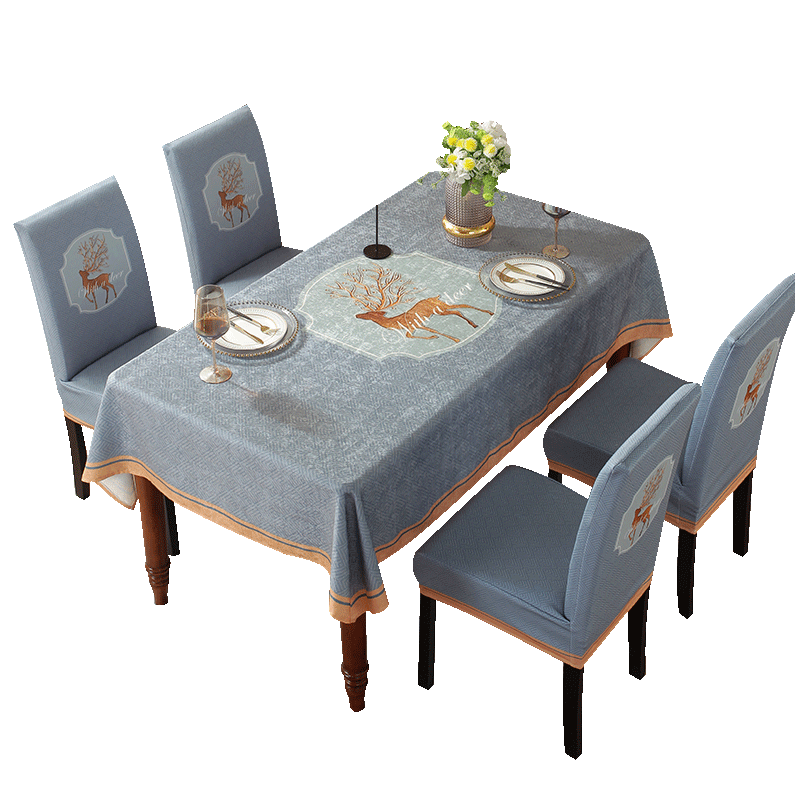 繽谷 輕奢桌布布藝時尚歐式椅套椅墊套裝通用臺布簡約現(xiàn)代椅子套罩家用定制 常安鹿 桌布100*140cm（茶幾/小餐桌）