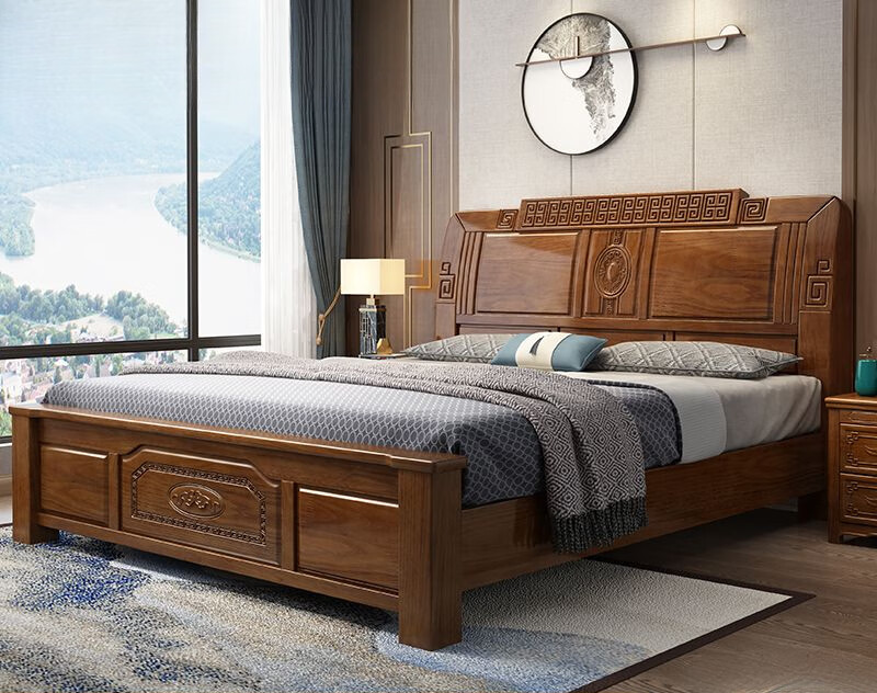 森墨匠现代黄金梨木新中式纯全实木高档主卧1.8米大床1.