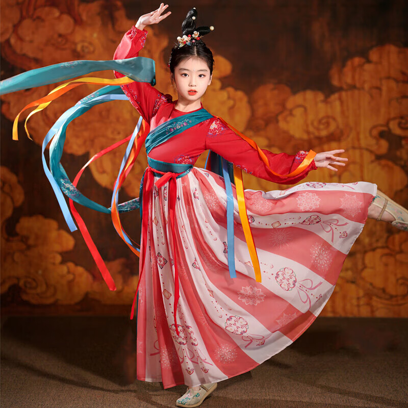 优想妮(youxiangni)儿童敦煌飞天舞蹈服装六一演出服男女童乐鼓壁画