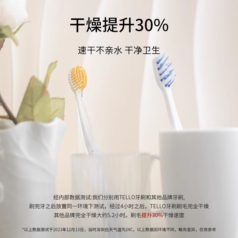 TELLO瑞士进口泰尔乐中硬毛去渍牙刷去烟渍茶渍牙渍黄牙牙垢男女士成人 紫色- 1支