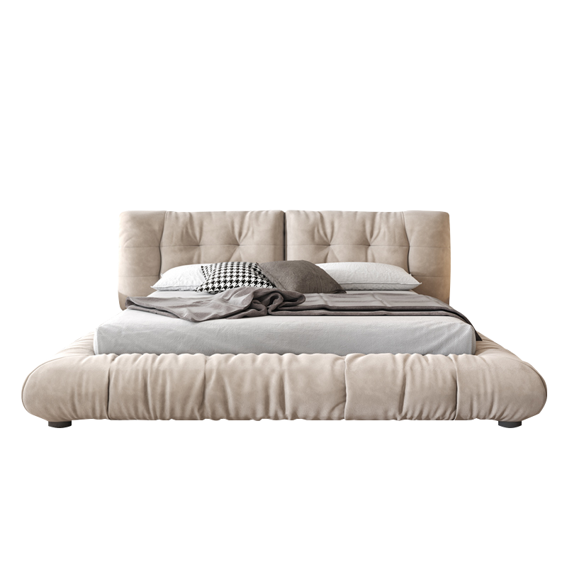 海澜优选(HEILAN HOME)意式极简云朵床ins网红双人布艺床现代简约 实木框架单床 1500mm*2000mm