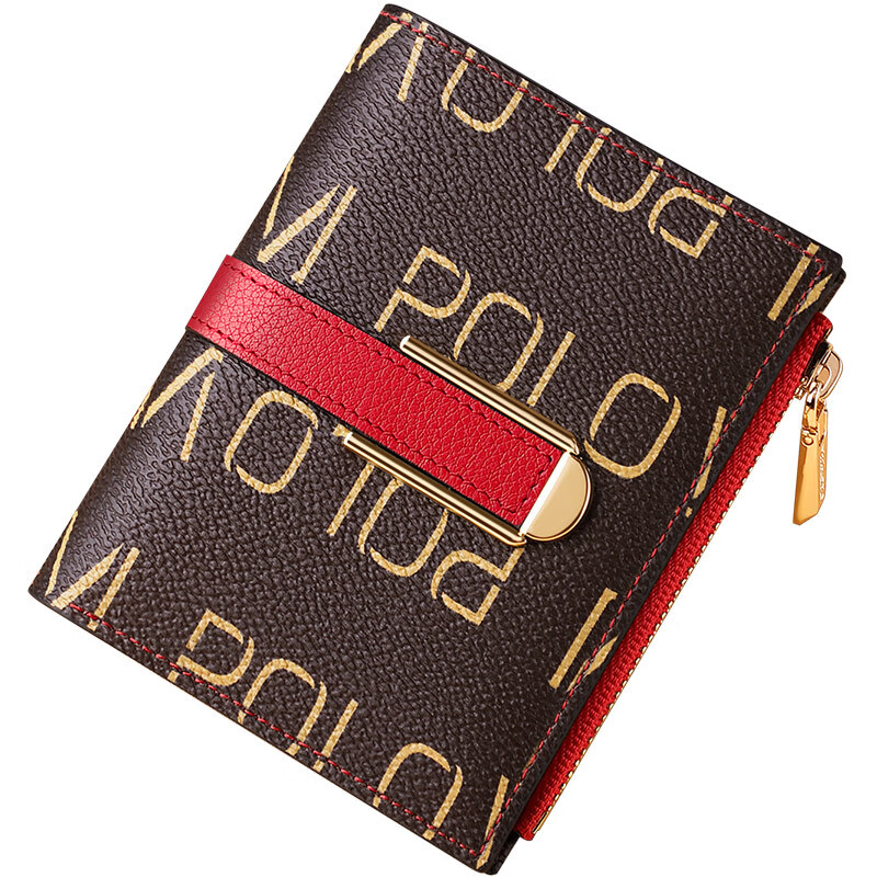 williampolo保罗钱包女零钱包女士短款钱包短款钱包 红色