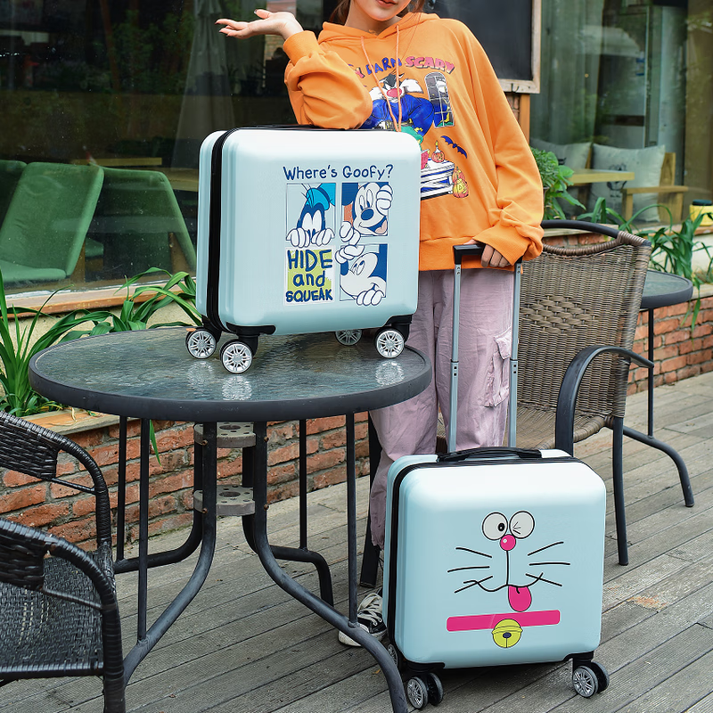 芈上宣儿童行李箱6-12岁小型卡通定制Logo可爱公主小学生女旅行箱登机箱 薄荷色-不眠狗+小包 002款 20寸