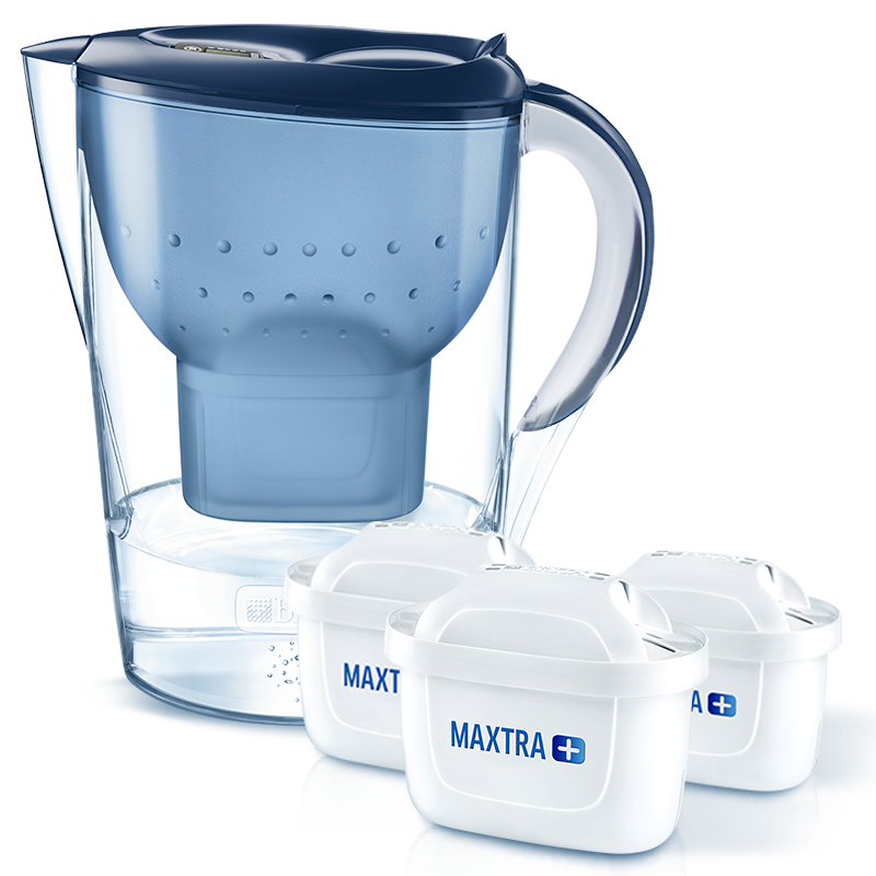 碧然德(BRITA)?滤水壶Marella蓝色3.5L1壶4芯套装?海洋系列过滤自来水净水器家用滤水壶配4只滤芯