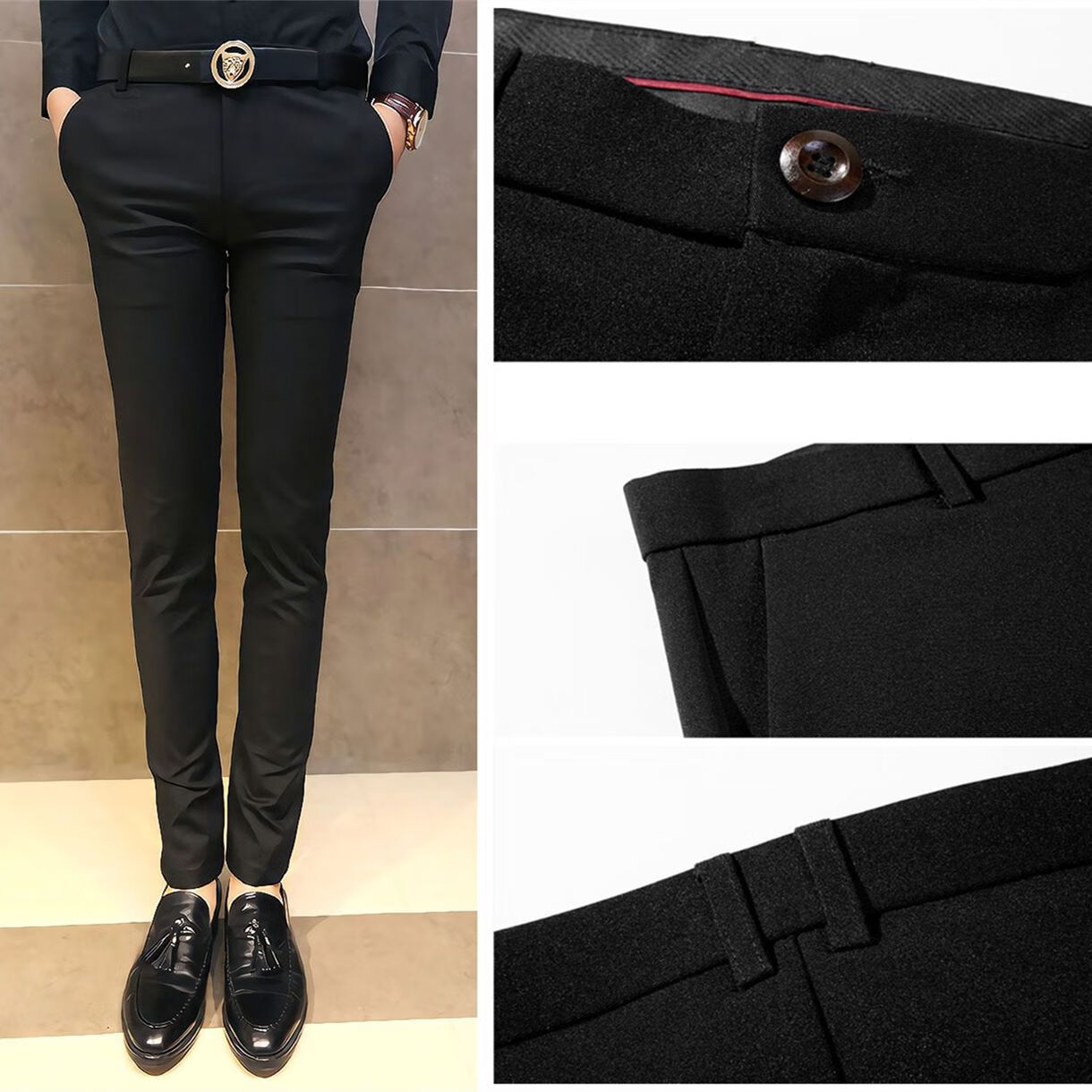 齐刻发廊理发师穿的修身紧身西裤春季夏款休闲裤韩版修身小脚裤九分小