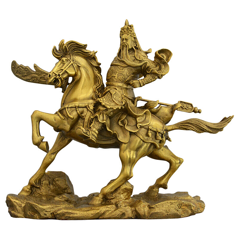 武财神提刀关公佛像供奉家居办公室店铺开业礼品 8号骑马关公黄铜色