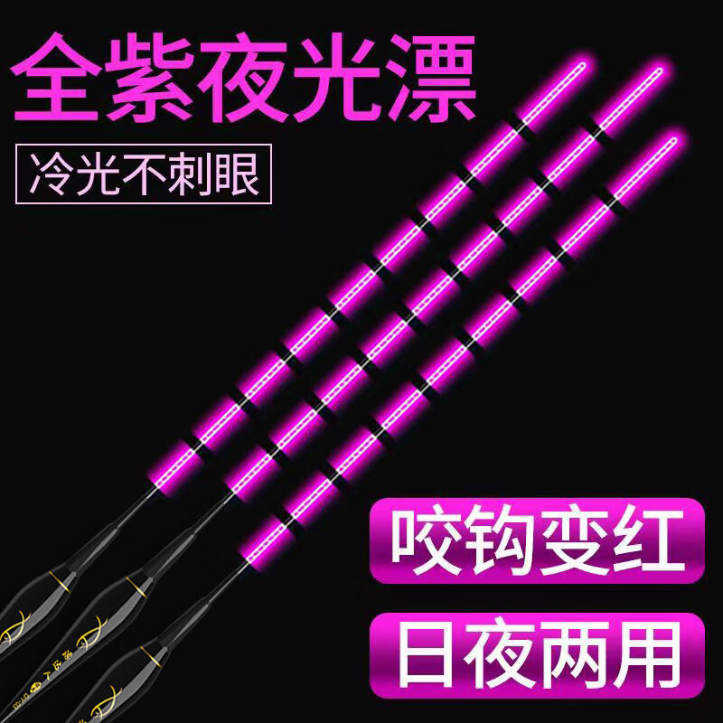 漂达人全紫光夜光漂咬钩变色爆闪电子漂日夜两用冷光漂尾醒目夜钓夜光漂 DY-09【吃铅5.0g】9目全紫尾 【咬钩变色】二支+2粒电池