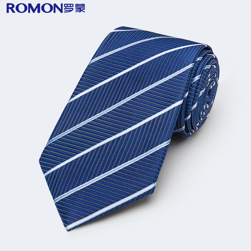 罗蒙领带男士商务正装条纹款百搭面试工作结婚领结8cm手打礼盒装