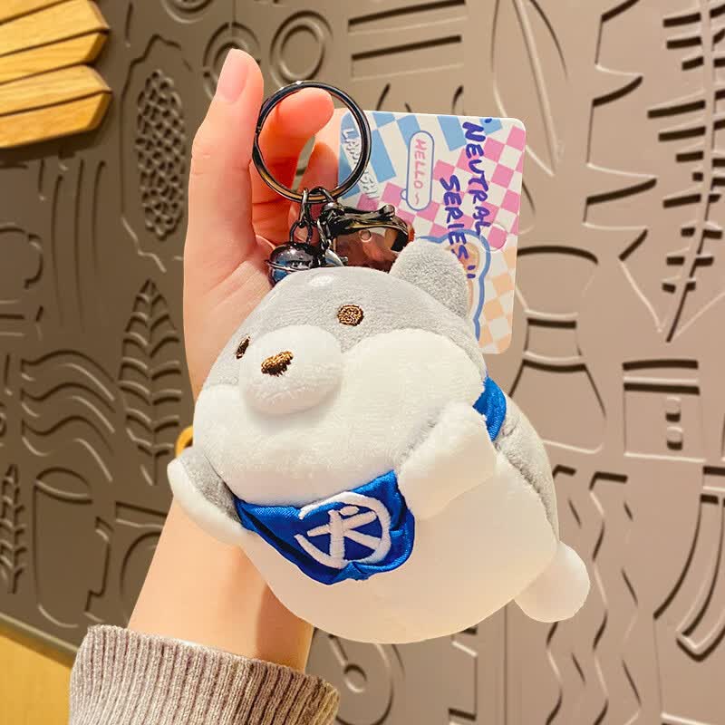 卡通毛绒布艺飞天柴犬钥匙扣公仔情侣可爱书包挂件汽车挂饰小礼品