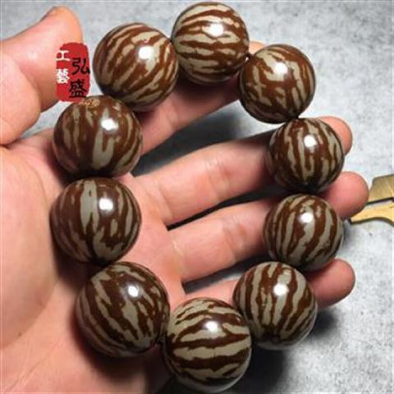 繁奢【虎斑菩提手串】白菩提根原籽打磨大花菩提根手串大虎斑菩提手链