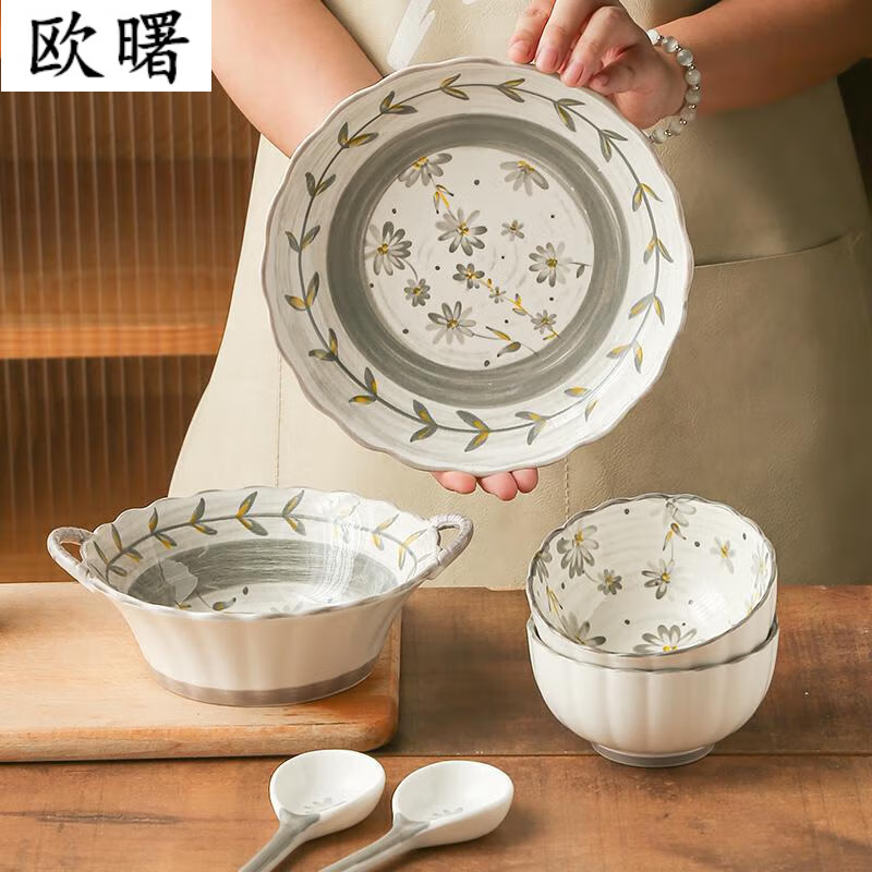 囤柒骨质瓷餐具餐具碗碟套装家用饭碗2023新款网红陶瓷碗盘日式盘子碗